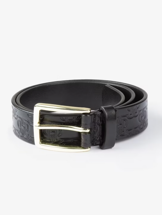 Ceinture cuir 'Monogram' - Noir